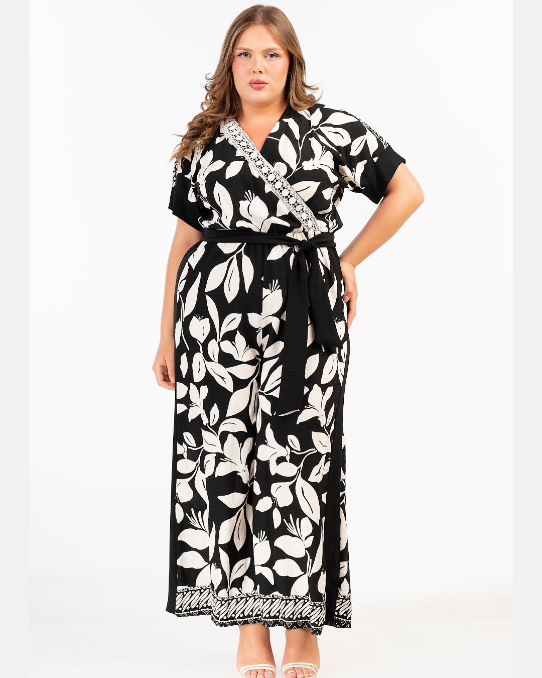 Curviss Floral Jumpsuit in Black 
