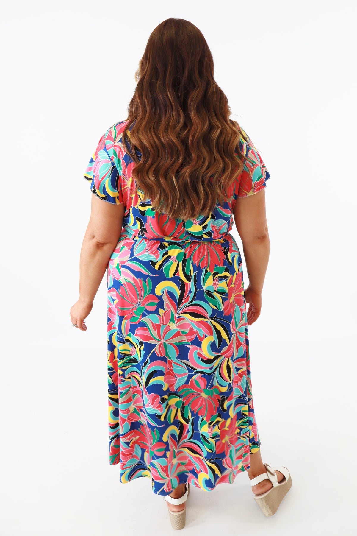Dani Dress in Blue with Vivid Florals