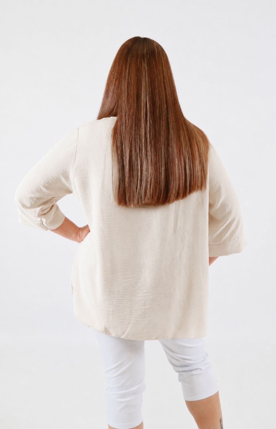 Daisy Button Blouse in Beige 