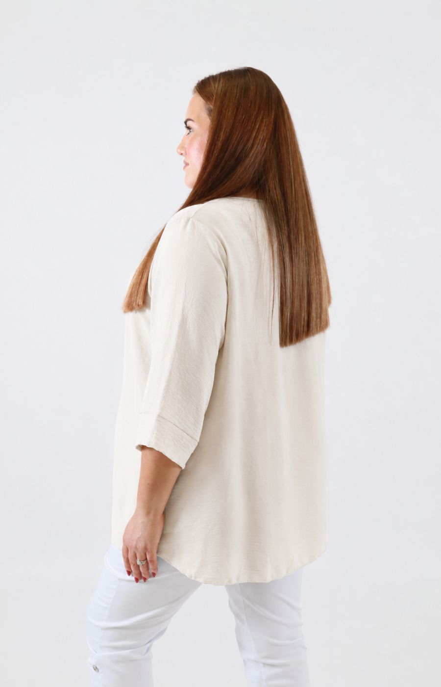Daisy Button Blouse in Beige 