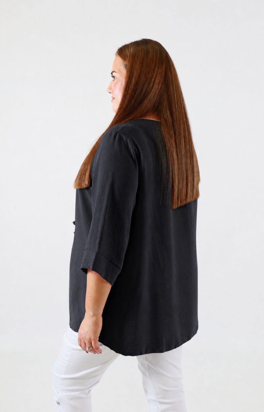 Daisy Button Blouse in Black 
