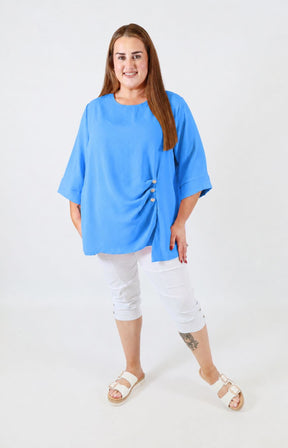 Daisy Button Blouse in Blue 