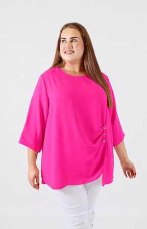 Daisy Button Blouse in Fuchsia 
