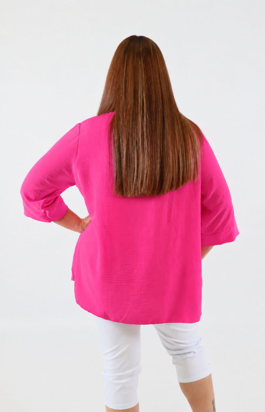 Daisy Button Blouse in Fuchsia 