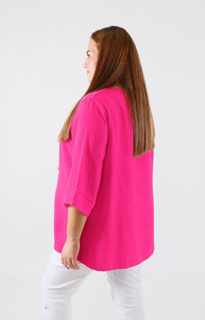 Daisy Button Blouse in Fuchsia 