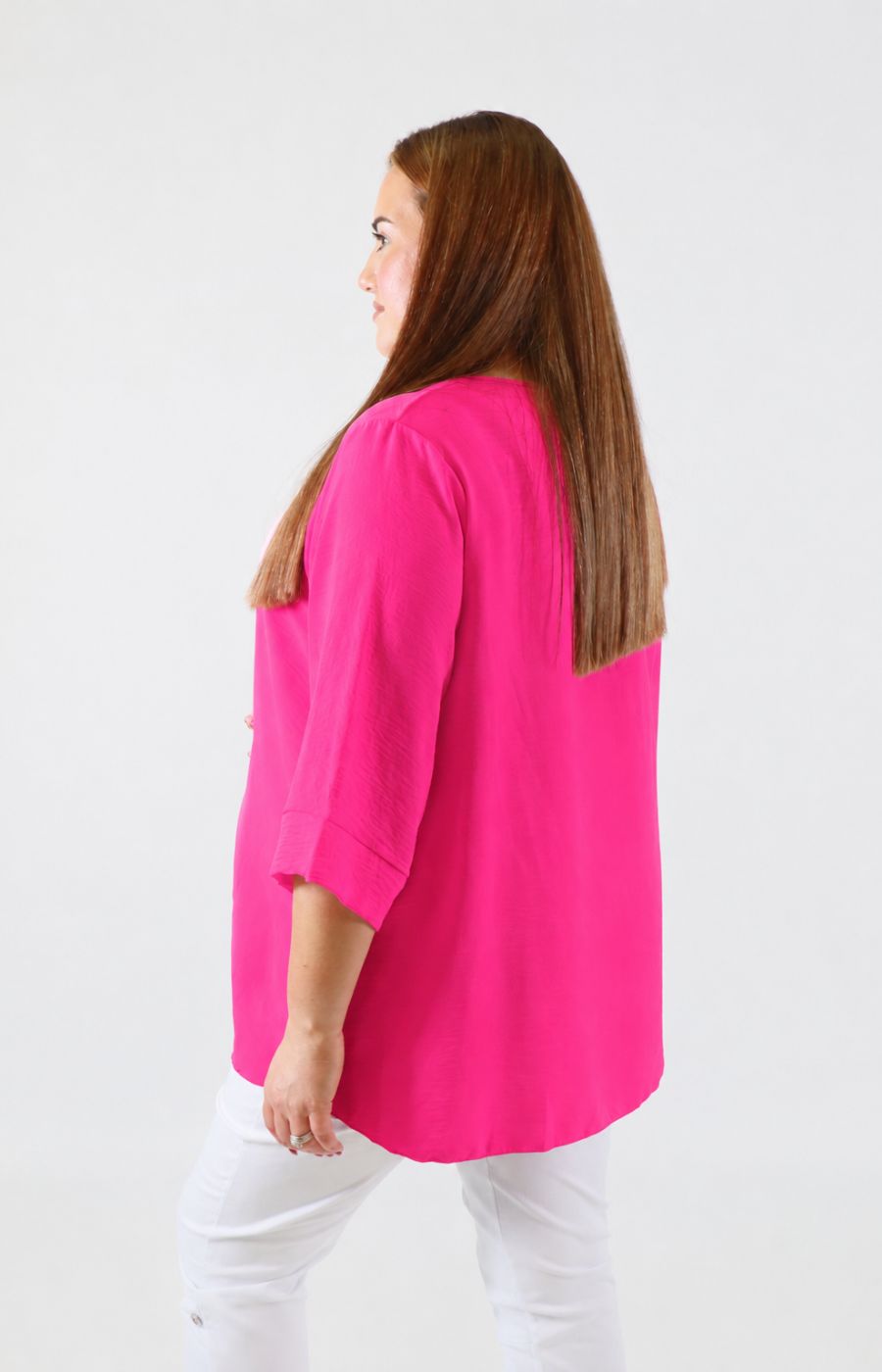 Daisy Button Blouse in Fuchsia 