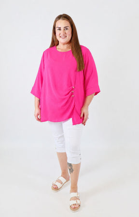 Daisy Button Blouse in Fuchsia 