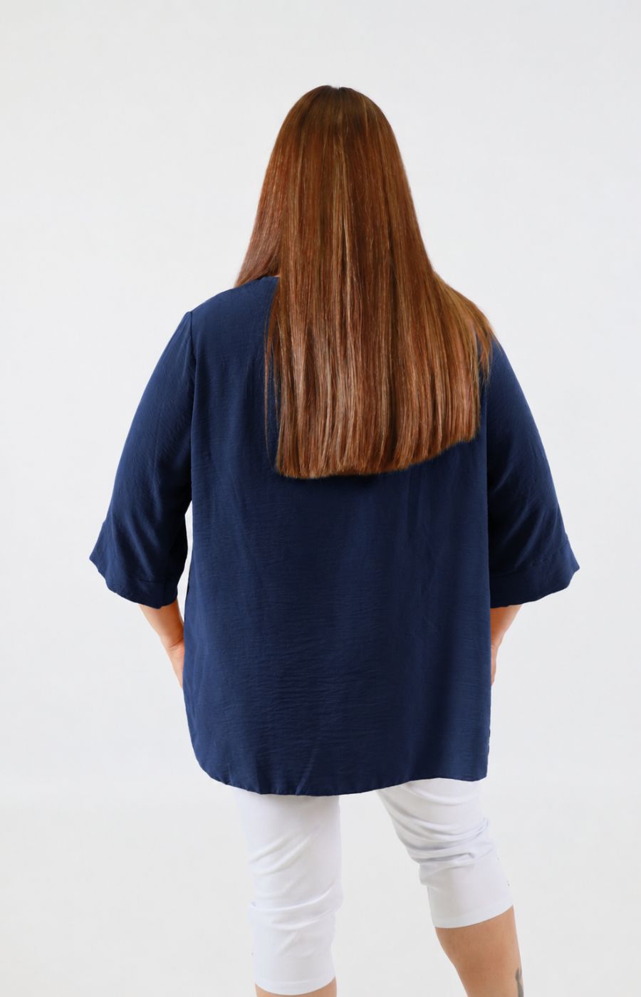 Daisy Button Blouse in Navy 