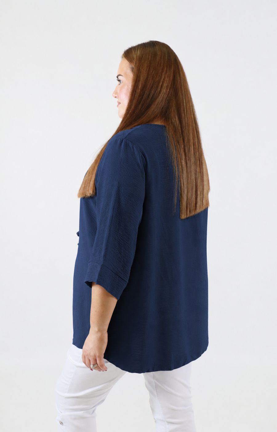 Daisy Button Blouse in Navy 