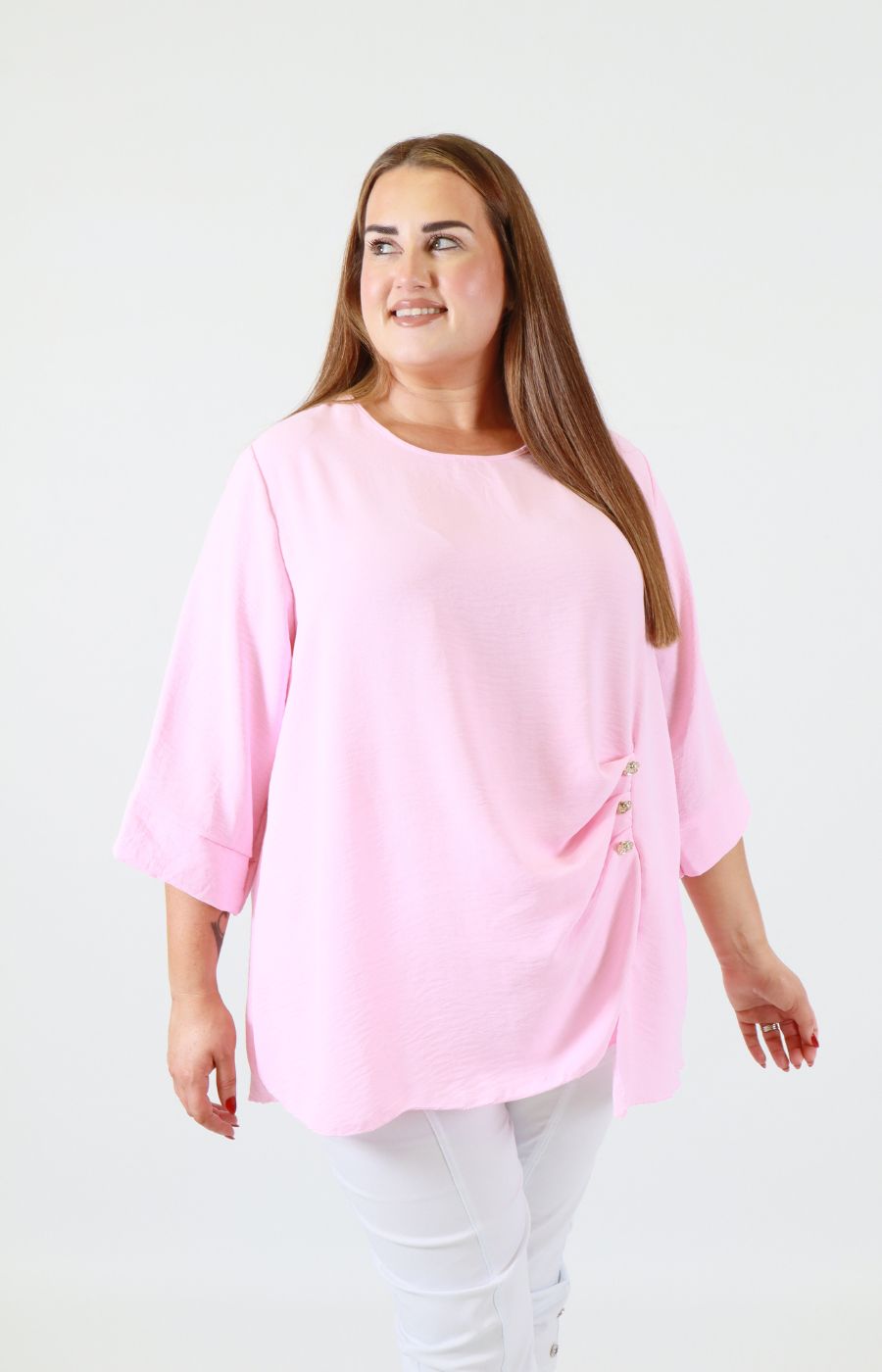 Daisy Button Blouse in Pink