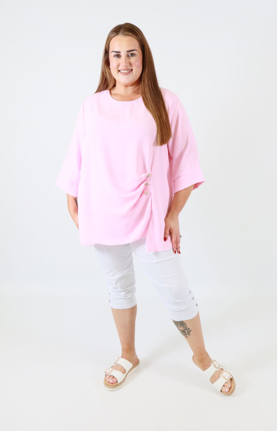 Daisy Button Blouse in Pink 