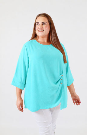 Daisy Button Blouse in Turquoise 