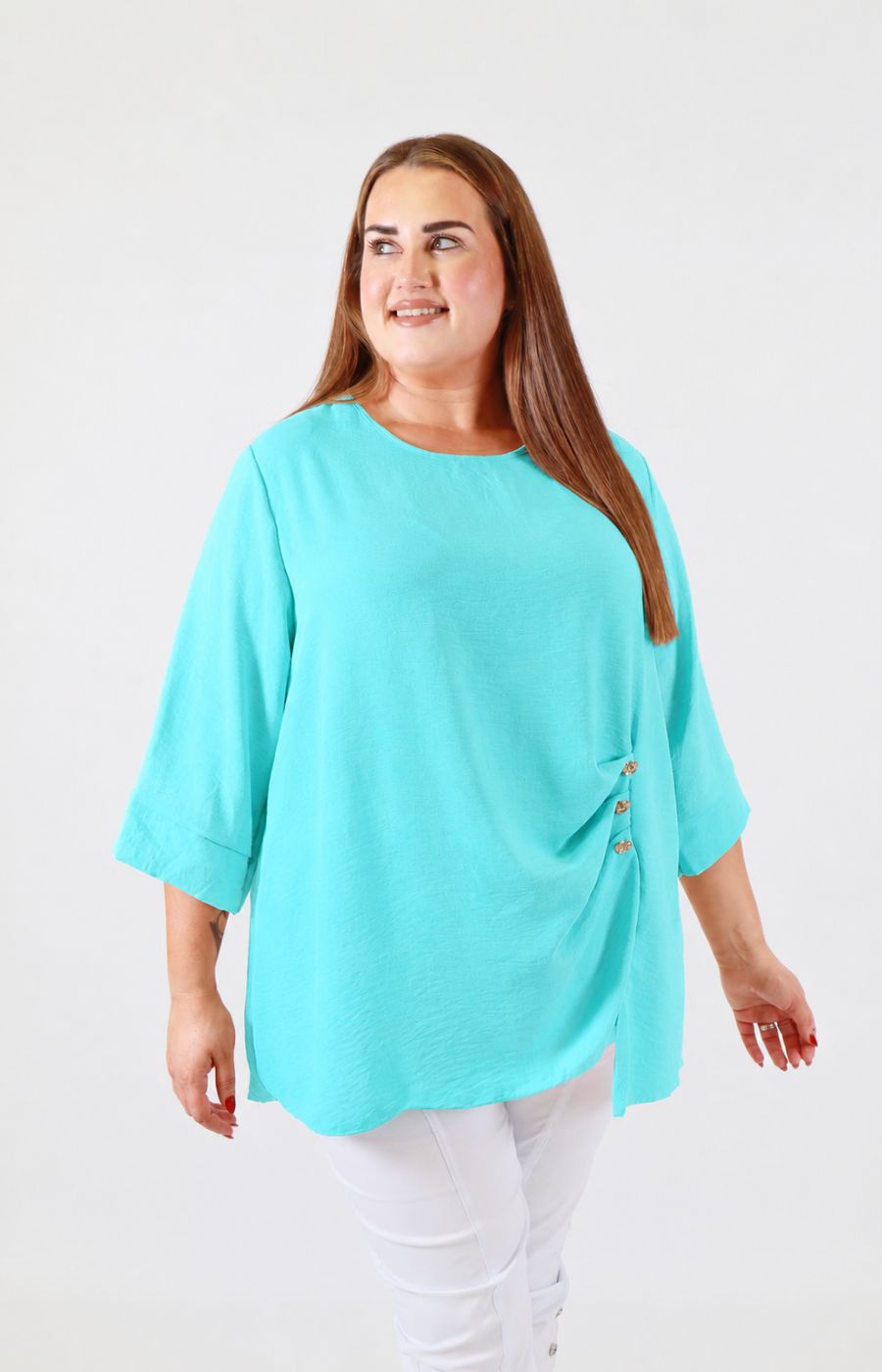Daisy Button Blouse in Turquoise 