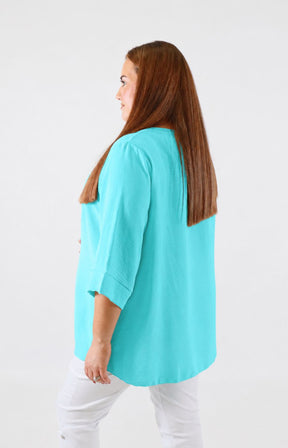 Daisy Button Blouse in Turquoise 