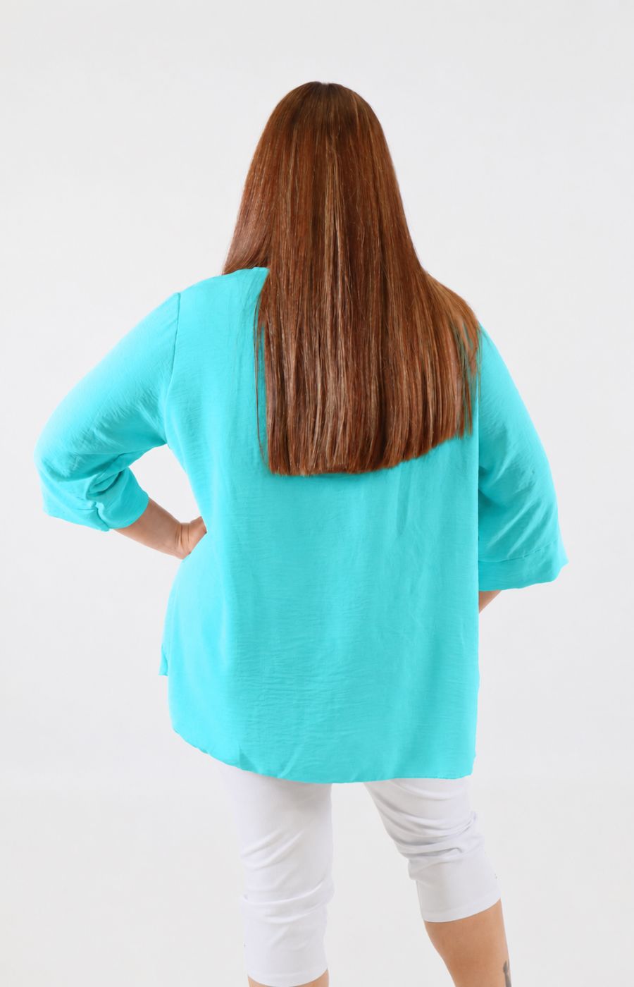 Daisy Button Blouse in Turquoise 