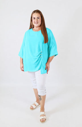 Daisy Button Blouse in Turquoise 