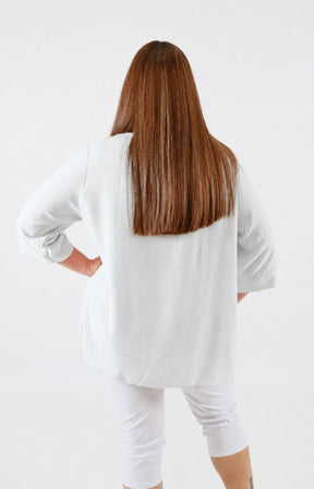 Daisy Button Blouse in White 