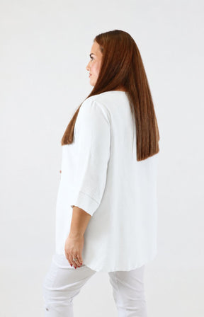 Daisy Button Blouse in White 