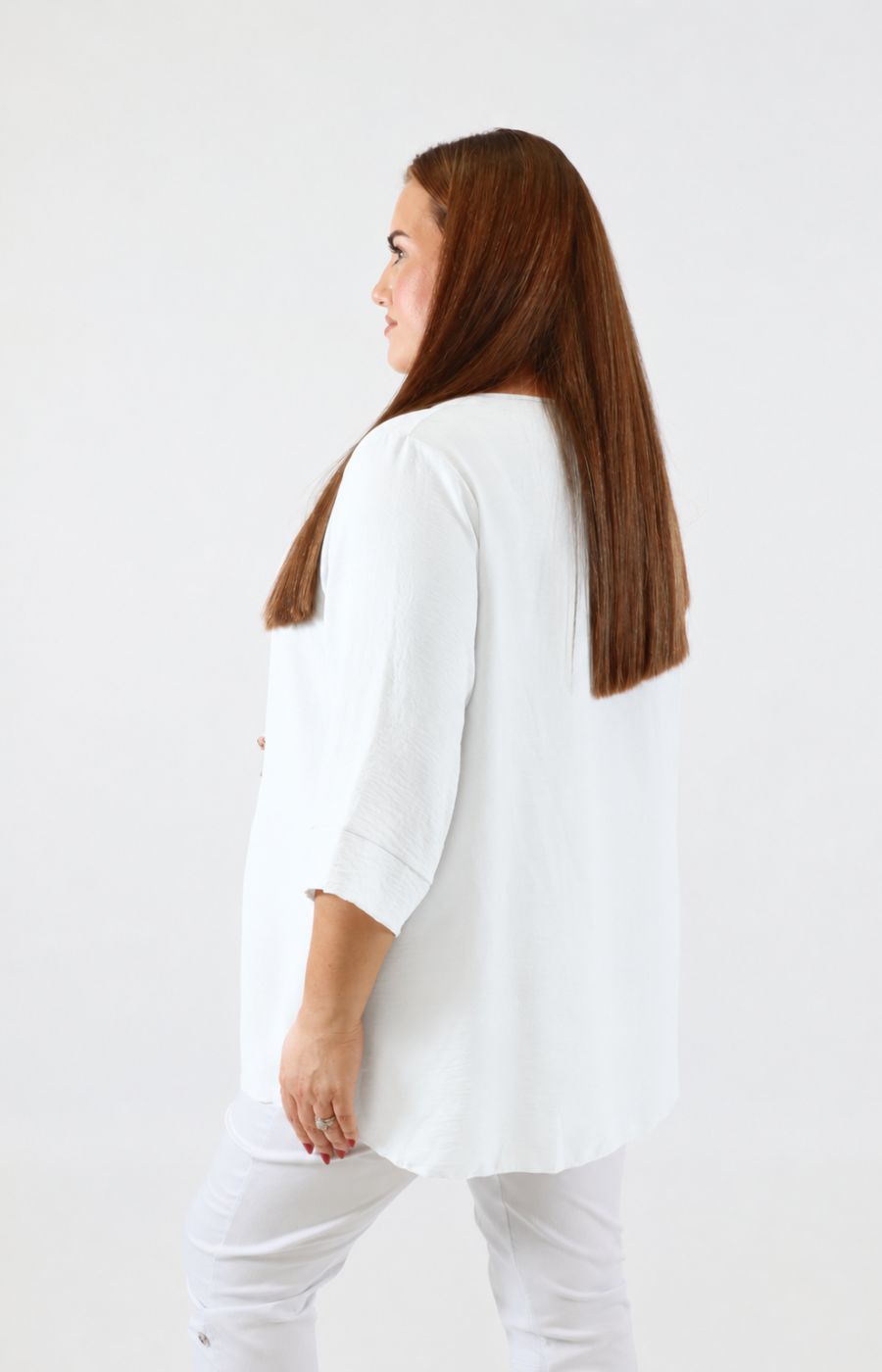 Daisy Button Blouse in White 