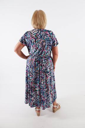 Dani Dress in Blue with Pink Flowers