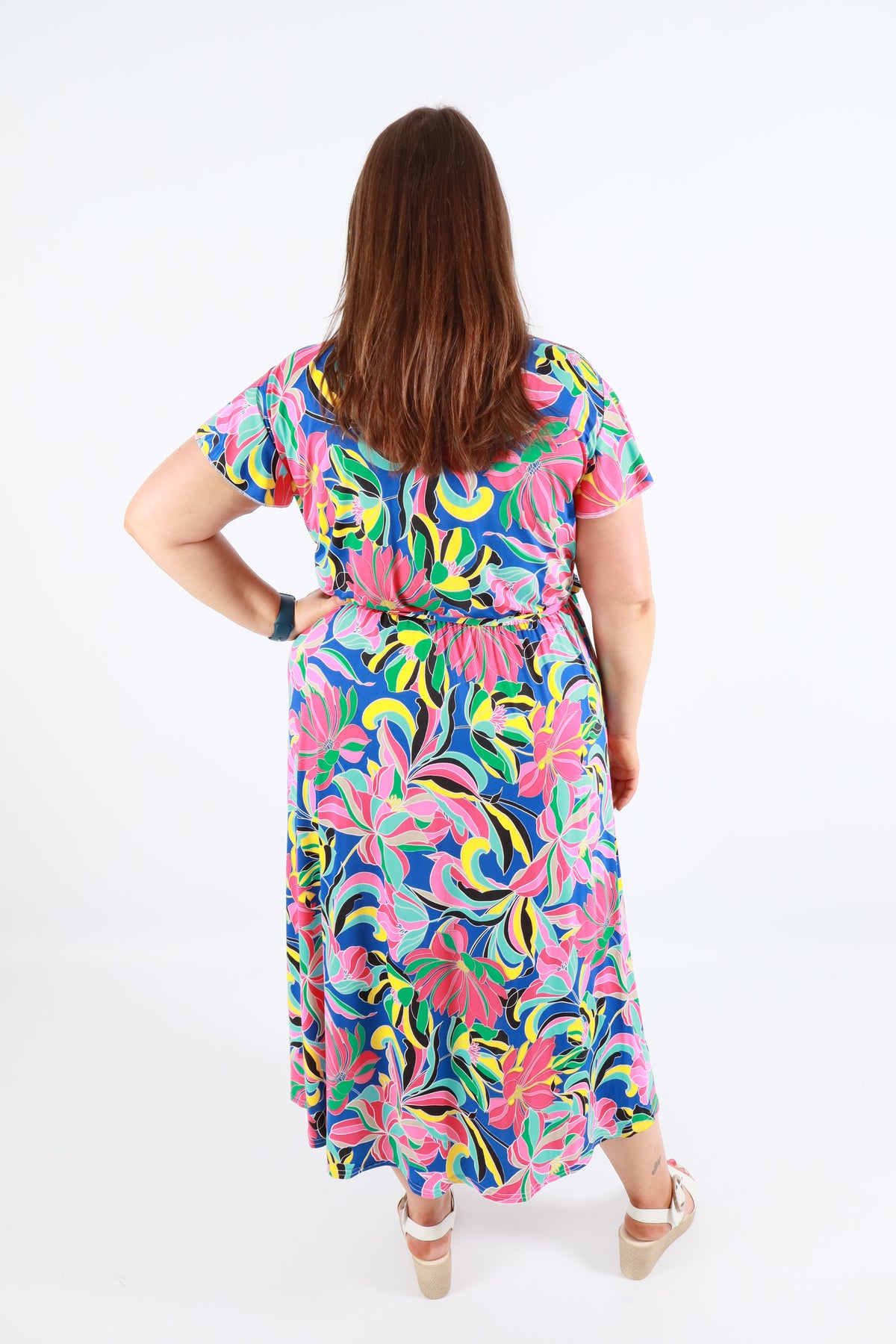 Dani Dress in Blue with Vivid Florals