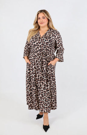Dani Dress in Brown Leopard 