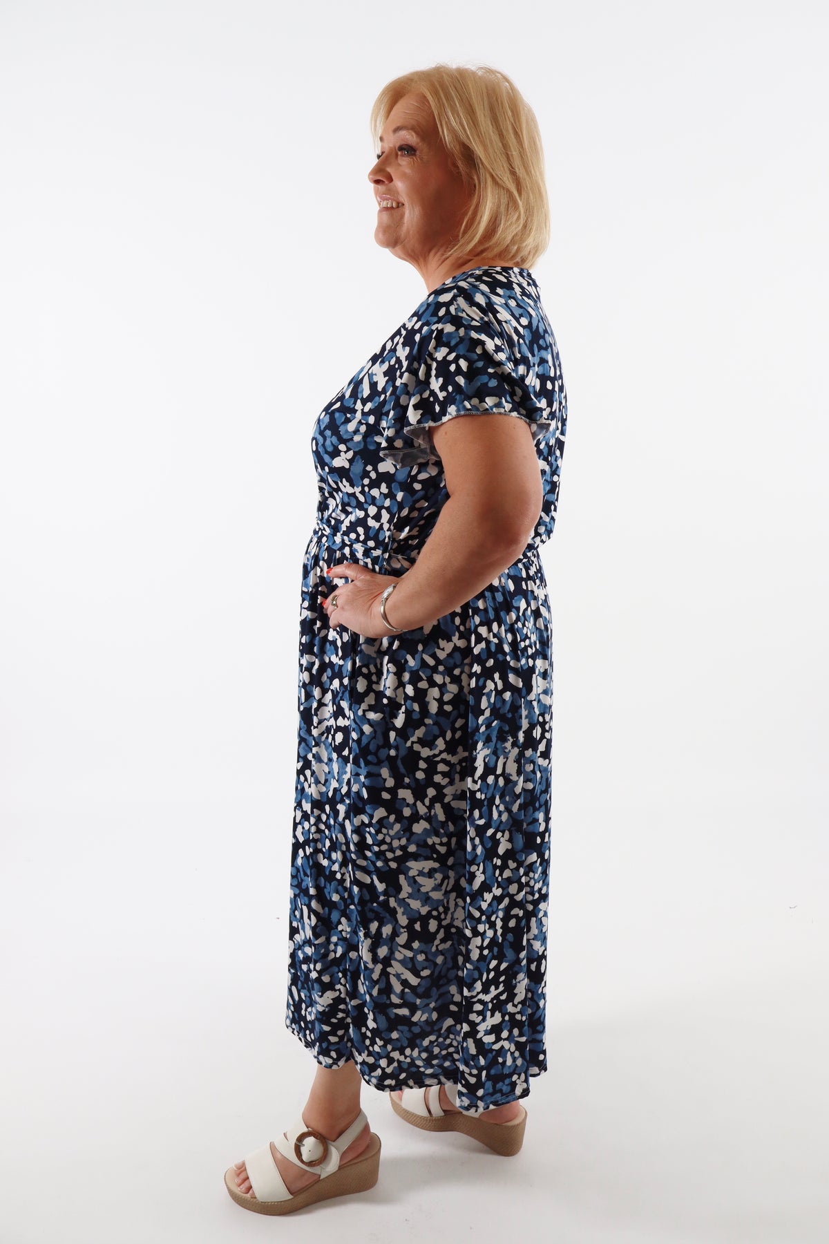 Dani Dress in Navy with Blue Dots