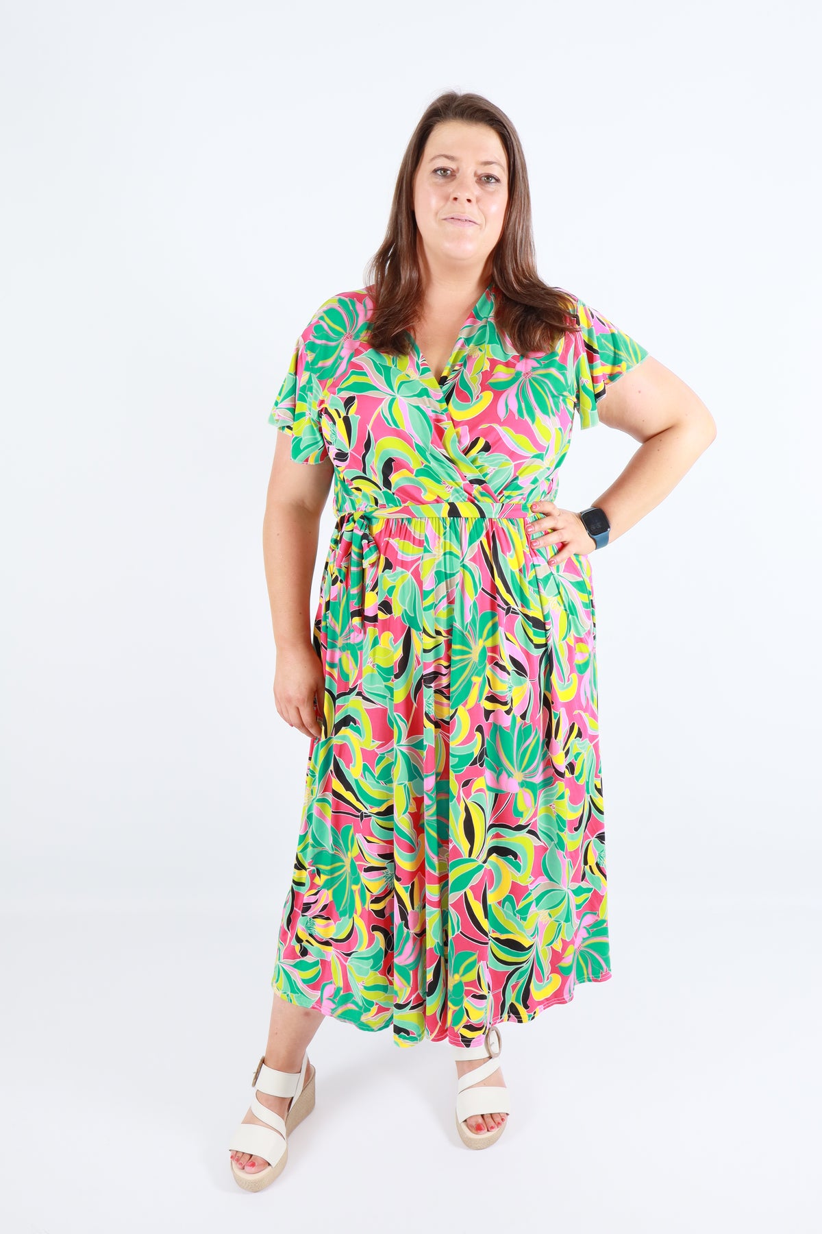 Dani Dress in Pink with Vivid Florals