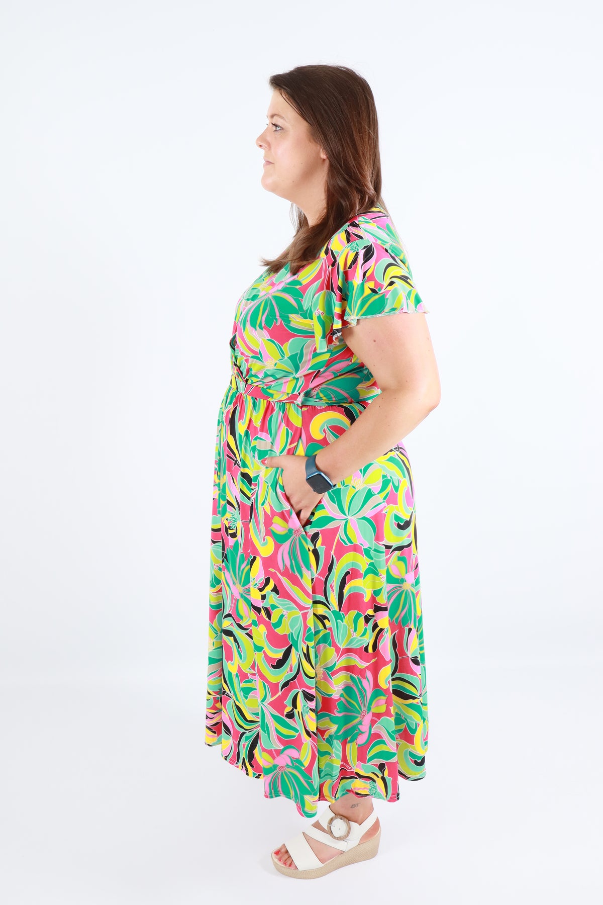 Dani Dress in Pink with Vivid Florals
