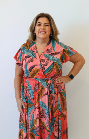Dani Dress in Tropical Coral
