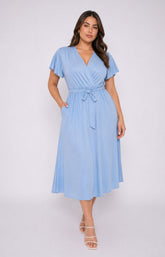 Dani Short Sleeve Dress in Light Blue 