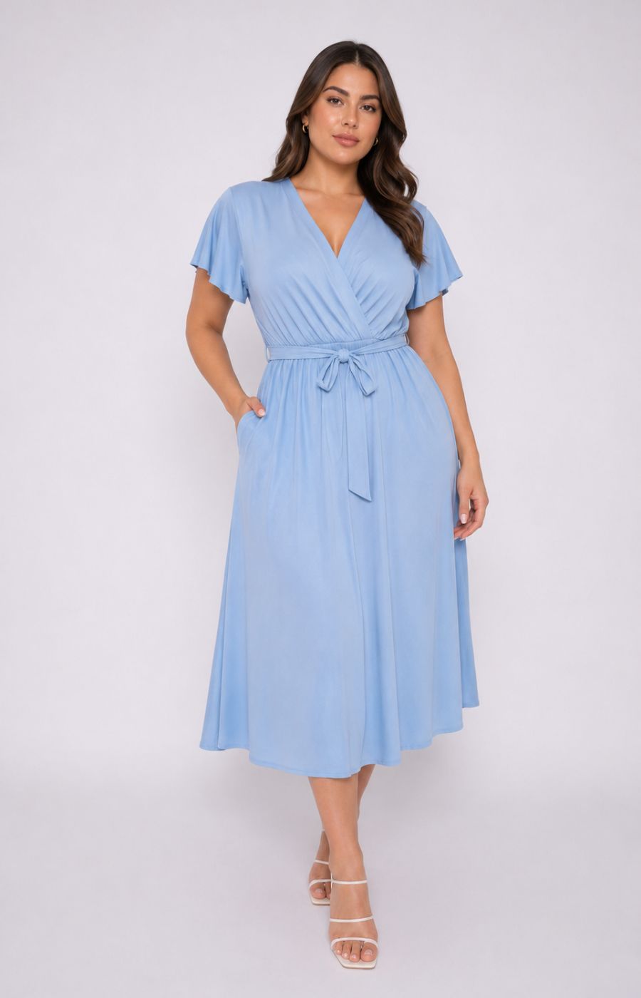 Dani Short Sleeve Dress in Light Blue 