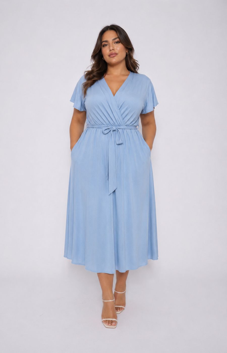 Dani Short Sleeve Dress in Light Blue 