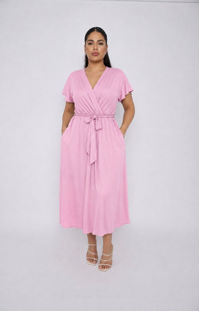 Dani Short Sleeve Dress in Light Pink 