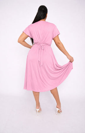 Dani Short Sleeve Dress in Light Pink 