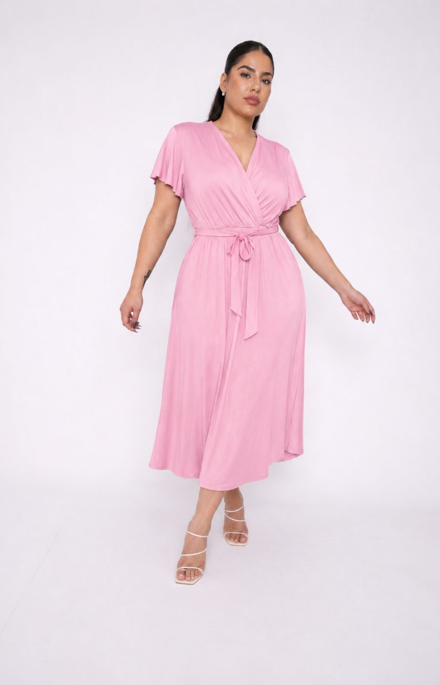 Dani Short Sleeve Dress in Light Pink 