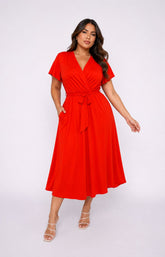 Dani Short Sleeve Dress in Red 