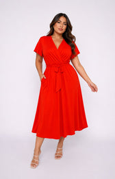 Dani Short Sleeve Dress in Red 