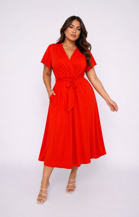Dani Short Sleeve Dress in Red 