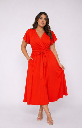 Dani Short Sleeve Dress in Red 