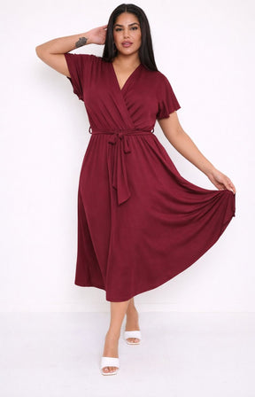 Dani Short Sleeve Dress in Wine 