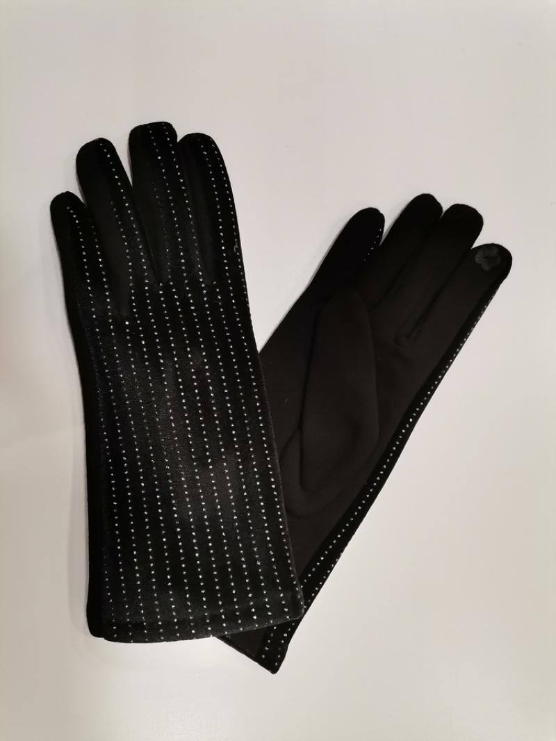Denise Diamante Gloves in Black