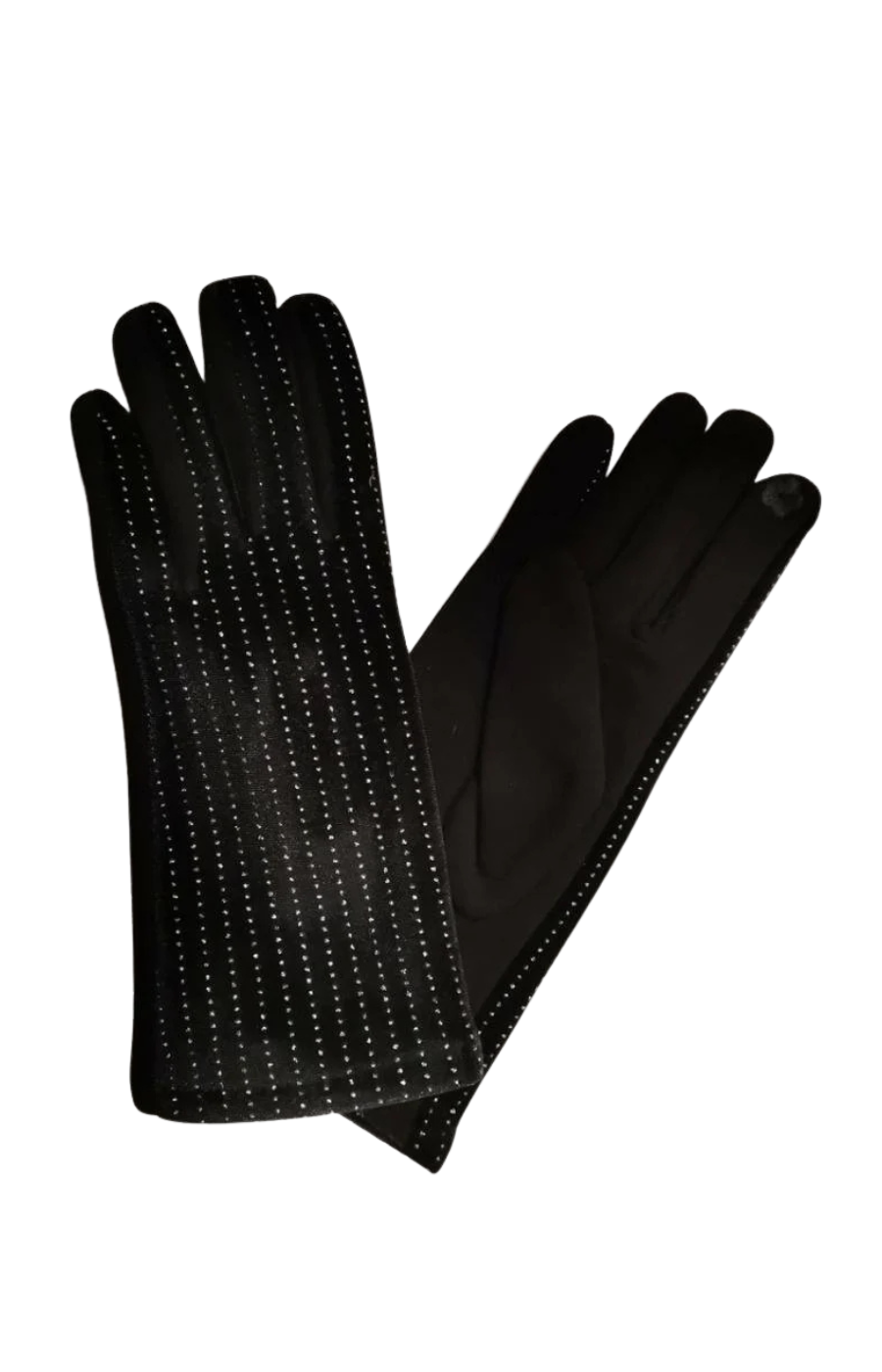 Denise Diamante Gloves in Black