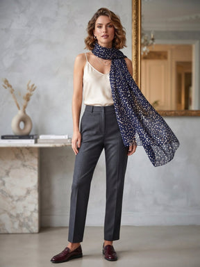 Dotty Scarf in Navy. This image was created using AI