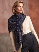 Dotty Scarf in Navy. This image was created using AI