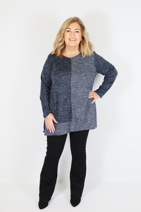 Eden Leopard Top in Navy