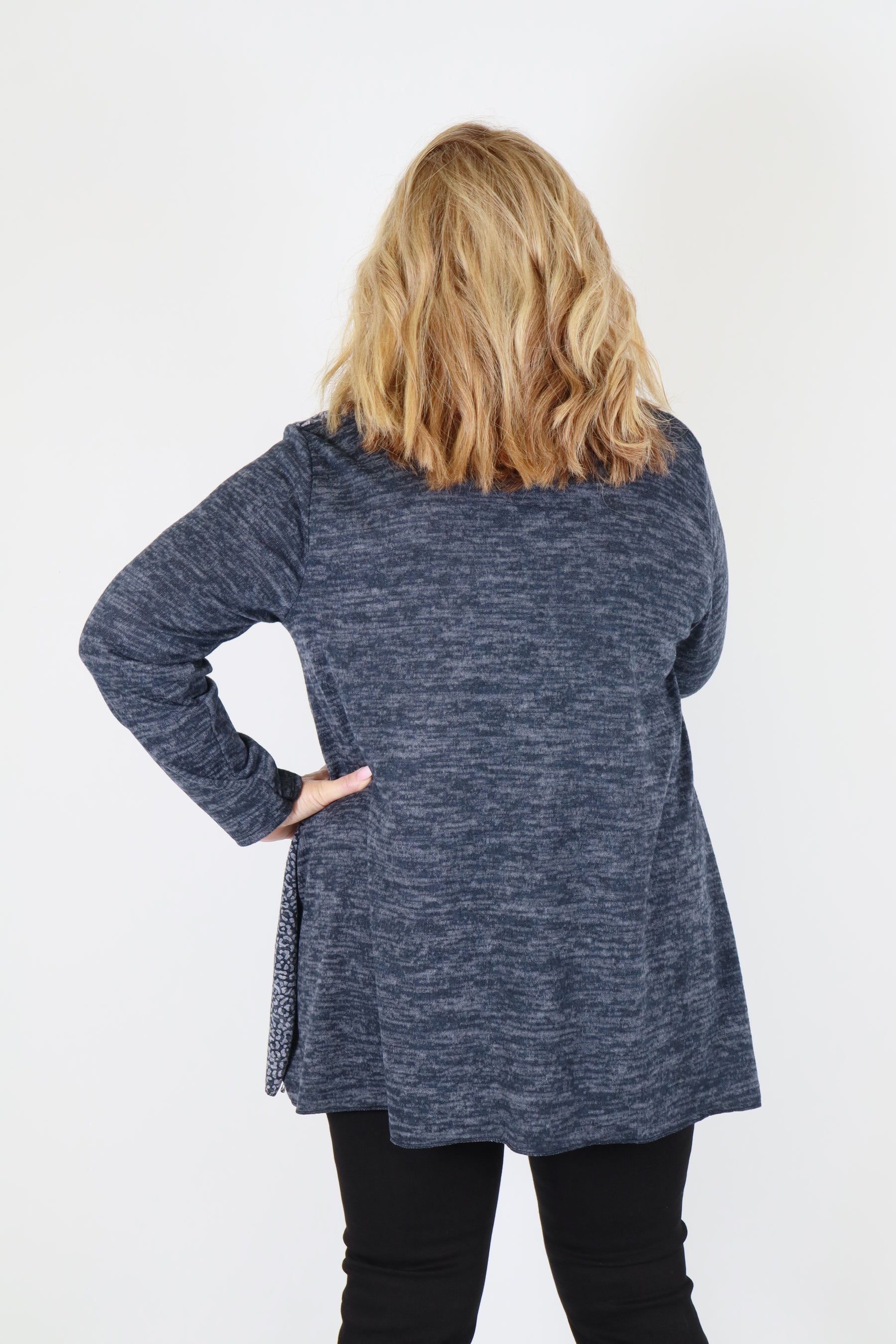 Eden Leopard Top in Navy