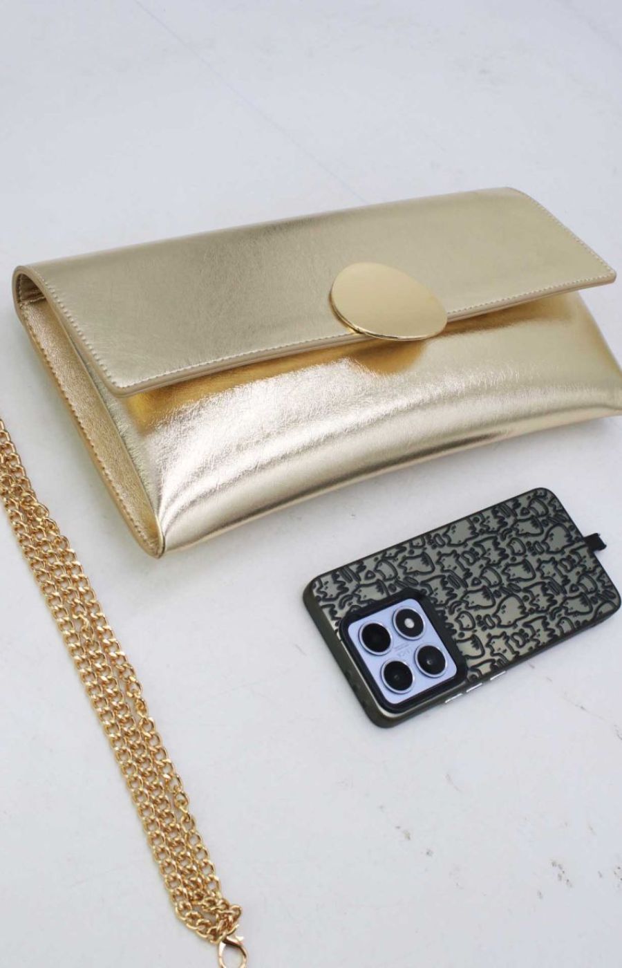 Ella Clutch Bag in Gold 