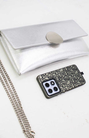 Ella Clutch Bag in Silver 
