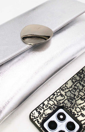 Ella Clutch Bag in Silver 
